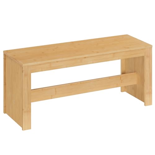 MAHANCRIS Entryway Shoe Rack Bench, 35.4 Inch Bamboo Dining Bench | Table Bench for Living & Dining Room, Kitchen, Bedroom, Bathroom, Hallway, Natural TBNA0501