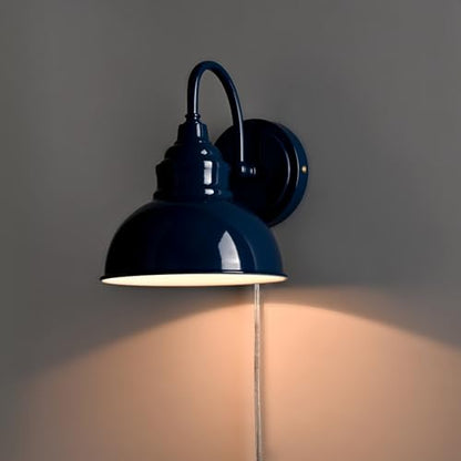 Mini Gooseneck Wall Sconce, 2-Way Mount with Switch, Blue | Flexible Gooseneck, Plug-in & Hardwired Dual Installation, On/Off Switch Included, Fits Bedroom, Porch, Patio, Hallway - color: Blue