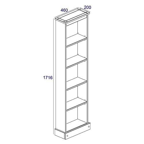 Wood Bookcase - Bookshelf - Tall Small Bookshelf - 118.11" W x 7.87" D x 69.29" H (Gray) - color: Grey