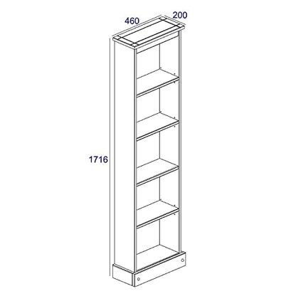 Wood Bookcase - Bookshelf - Tall Small Bookshelf - 118.11" W x 7.87" D x 69.29" H (Gray) - color: Grey