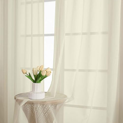 Sheer Cream Curtains 108 Inches Long for Living Room Bedroom 2 Panels Set, Lightweight Airy Cream Sheer Curtain, Filmy Voile Rod Pocket, 2 PCS, Each 59" W x 108" L - color: Cream, size: 59"W x 108"L (Pack of 2)
