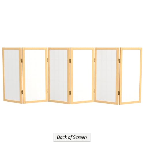 2 ft. Short Desktop Window Pane Shoji Screen - Natural - 6 Panels - color: Natural, size: 6 Panel