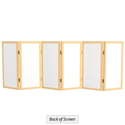 2 ft. Short Desktop Window Pane Shoji Screen - Natural - 6 Panels - color: Natural, size: 6 Panel