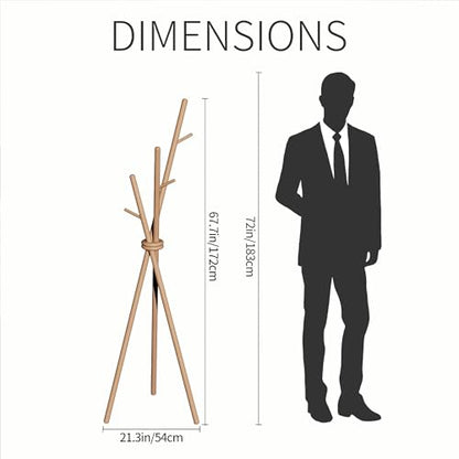 VICITON Wooden Coat Rack, Tripod Coat Tree Freestanding with 3 Hooks for Clothes, Hats and Handbags, Coat Hanger Stand for Bedroom, Living Room, Entryway (Light) - color: Light