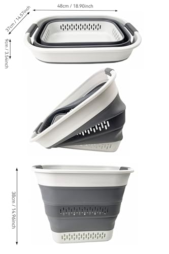 SAMMART 40L (10.5 Gallon) Collapsible Plastic Laundry Basket - Foldable Pop Up Storage Container/Organizer - Portable Laundry Hamper - Space Saving (1, Grey/Steel Grey) - color: Grey/Steel Grey