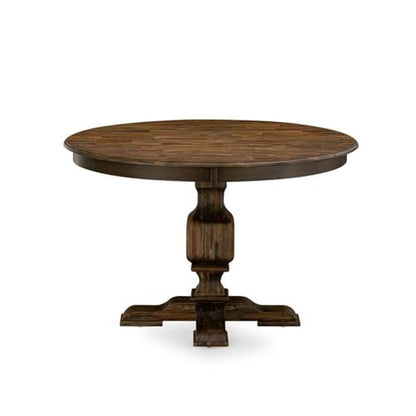 FE3-07-TP Ferris Kitchen Dining Table - a Round Wooden Table Top with Pedestal Base, 48x48 Inch, Distressed Jacobean - color: Distressed Jacobean, size: 48x48 Inch