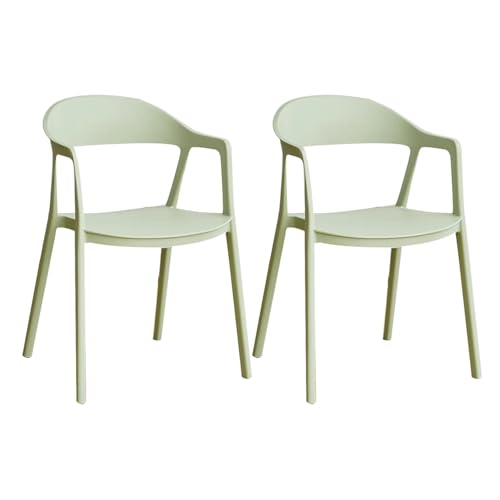 Stackable Dining Chair Plastic Dining Chairs Set of 2 with Hollow Back Dining Chairs Set Modern Save Space Kitchen Chairs - color: Green