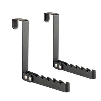 2 Pack Clothes Drying Rack, All Metal Over The Door Hooks, Thickness Adjustable, Collapsible, Space-saving Hangers Organizer, Fit 1/2/5'' Doors (Black) - color: Metal-Black