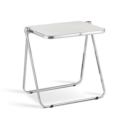 Acrylic Folding Table TV Tray Small Side Table - White | Modern Dinner Table for Eating on Couch Folding Table Foldable Computer Desks Space-Saving with Chrome Frame - color: White