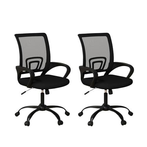 Bonzy Home Ergonomic Office Chairs Set of 2, Rolling Conference Room Chairs with Wheel, Mesh Computer Desk Chair with 360° Swivel, Height Adjustable, 2 Pack - size: 2 Pack