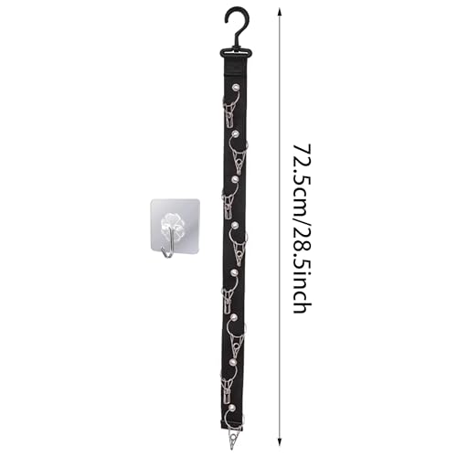 Plush Doll Hanging Storage Rope Display Rack with 8 Clips – Wall Hanging Organizer for Keychain Plushies, Mini Toys– Holds up to 3kg (Black) - color: 1 PCS Black