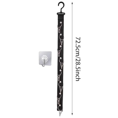 Plush Doll Hanging Storage Rope Display Rack with 8 Clips – Wall Hanging Organizer for Keychain Plushies, Mini Toys– Holds up to 3kg (Black) - color: 1 PCS Black