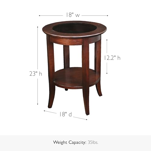 Leick Home Sheldon Round End Table, 18", Chocolate Oak - color: Chocolate Oak / Glass