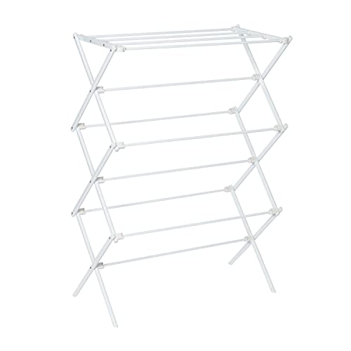 Honey-Can-Do Collapsible Laundry Drying Rack, Portable Clothes Rack, Space-Saving & Easy to Store Metal Garment Rack, Sturdy Clothes Dryer, Ideal for Small Spaces, Indoor & Outdoor Use, White