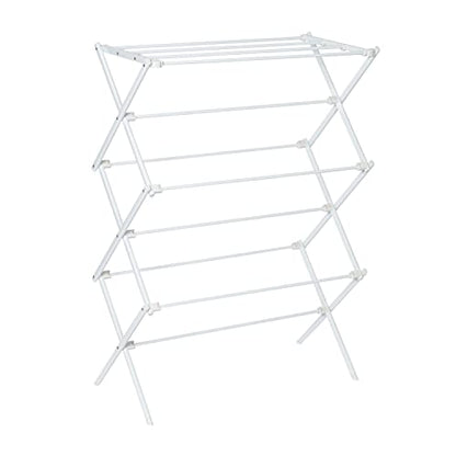 Honey-Can-Do Collapsible Laundry Drying Rack, Portable Clothes Rack, Space-Saving & Easy to Store Metal Garment Rack, Sturdy Clothes Dryer, Ideal for Small Spaces, Indoor & Outdoor Use, White
