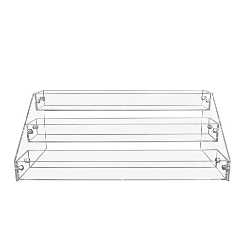 PMMASTO 3-Tier Clear Acrylic Spice Rack Organizer for Cabinet Countertop | Raised Step Design, Keeps Spice Jars, Seasonings and Cans Visible, Ideal for Countertops, Kitchen Cabinets and Pantry Storage - size: 3 Tier - inner width 1.93''