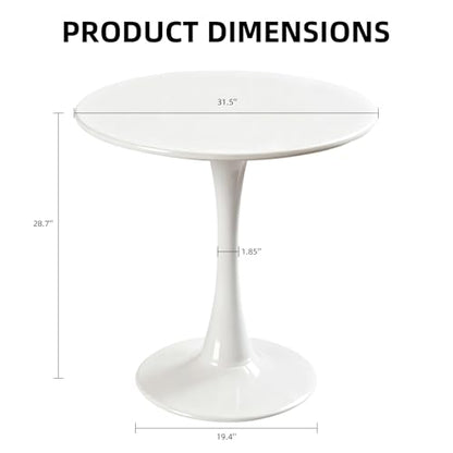 Round Dining Table, 31.5" Circle Tulip Table with Thickened Tabletop & Metal Pedestal, Mid Century Modern Bistro Table for Kitchen, Small Places, Living Room, Cafe (White) - color: Pearl White, size: 31.5"