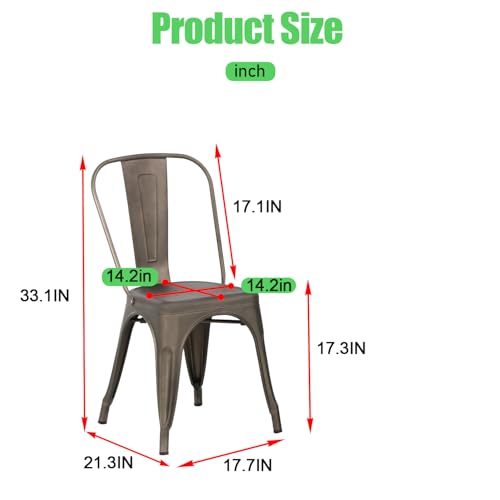 Dopinmin Bronze Dining Chairs Set of 4, Modern Style, Stackable, Metal, Tolix Side Bar Chairs, 18' Seat Height, Indoor/Outdoor Patio Chairs - color: Brown