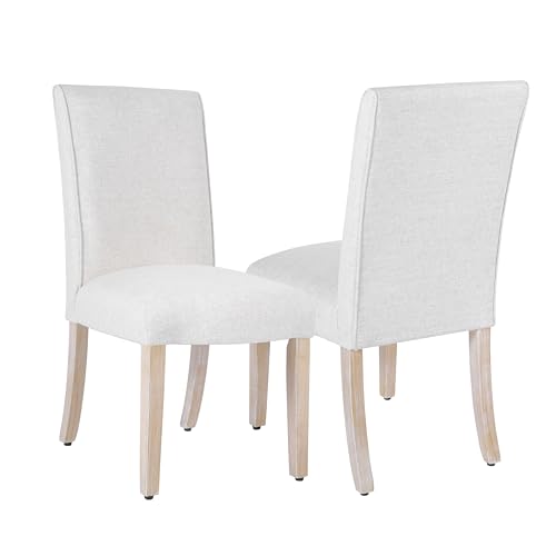 Homepop Scalloped Detail Dining Chair|Upholstered Parsons Dining Chairs |Decorative Home Furniture, Cream Textured Woven (Set of 2) - color: Cream Textured Woven(set of 2), style: Pack of 2