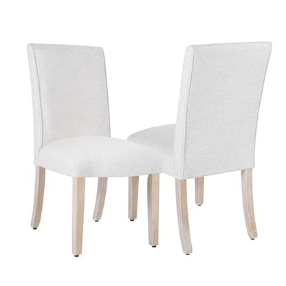 Homepop Scalloped Detail Dining Chair|Upholstered Parsons Dining Chairs |Decorative Home Furniture, Cream Textured Woven (Set of 2) - color: Cream Textured Woven(set of 2), style: Pack of 2