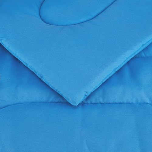 Amazon Basics 7-Piece Soft, Easy-Wash Microfiber Kid's Bed-in-a-Bag Bedding Set with Sheet and Comforter, Full/Queen, Blue, Soft Solid - color: Blue, size: Full/Queen