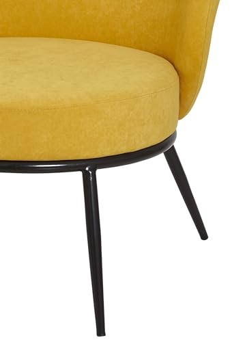 GDFStudio 27" Modern Accent Chair, Comfy Lounge Chair, Velvet Upholstered Chair, Mid Century Modern Armchair with Metal Leg, Solid Wood Frame, Cushion Barrel Side Chair for Living Room Bedroom, Yellow - color: Yellow + Velvet