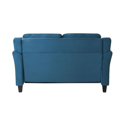 Studio Living Harrington 57.9" Loveseat, Transitional Modern, Pocket Coil Comfort, Easy Assembly, Woven Fabric, Blue - color: Blue, size: Loveseat