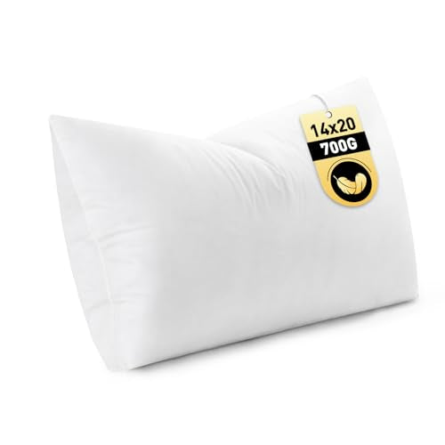 MIULEE 14x20 Inch Down Feather Pillow Insert with Cotton Fabric | Fluffy and Comfy Throw Pillow for Bed Couch and Sofa - size: 14x20 Inch