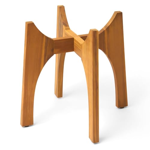 KUTE NEST 17" H x 19.3" W Acacia Solid Wood Plant Stand - Golden Teak | High - Medium, Outdoor & Indoor Use, Mid Century Plant Holder, Ideal for Corso & Arco Planter, Golden Finish for Modern Home - color: Golden Teak, size: High - Medium - 17"H x 19.3"W