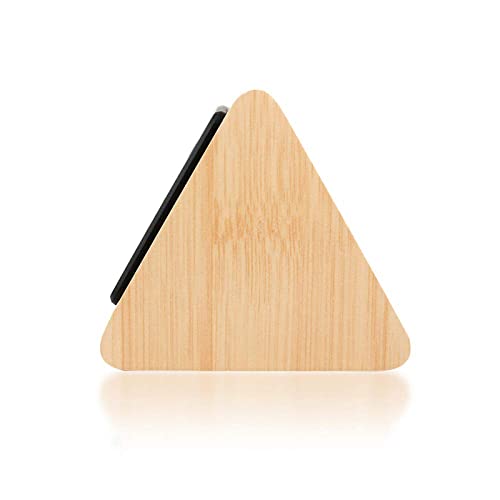 Digital Alarm Clock Wooden Alarm Clock Wood Modern Triangle Alarm Digital Desk Clock, Displays Time Date Temperature Calendar Wood Made Electric Clocks for Bedroom, Bedside - Bamboo - color: Wood