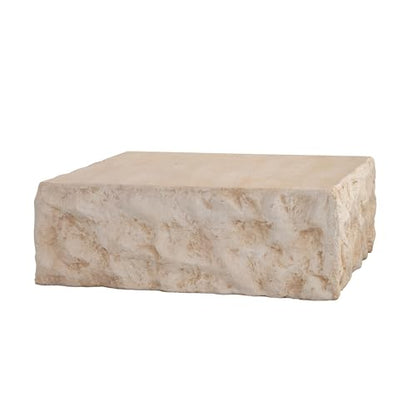 35.43'' Square Faux Stone Coffee Table, MgO Concrete Drum Center Table, Modern Minimalist Faux Marble Square Coffee Table for Living Room, Apartment, Office, No Assembly, Beige - color: 35.43'' Square Beige