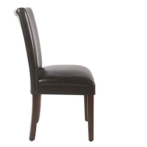 HomePop Parsons Upholstered Accent Dining Chair, Set of 2, Dark Brown Faux Leather - color: Dark Brown Faux, style: Pack of 2