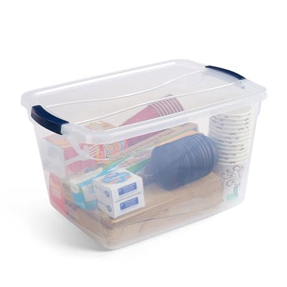Rubbermaid Cleverstore Clear 32 Qt, 6 Pack Stackable Plastic Storage Bins with Lids, Great for Closet and Laundry Storage, Organizing in the Home