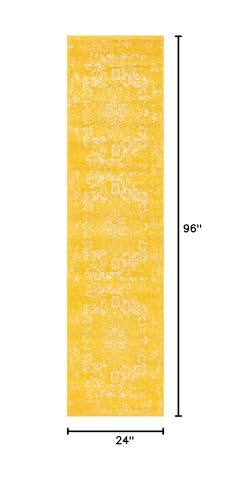 Rugs.com - Arlington Rug – 8 Ft Runner Yellow Coastal Runner Rug – Perfect for Hallways, Kitchens, and Entryways - color: Yellow, size: 2' x 8' (Runner)
