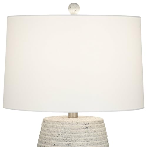 360 Lighting 23" High Small Mid Century Modern Coastal Accent Table Lamp Handcrafted Sandstone Finish Ceramic Single White Shade Living Room Bedroom Bedside Nightstand House Office Colors May Vary