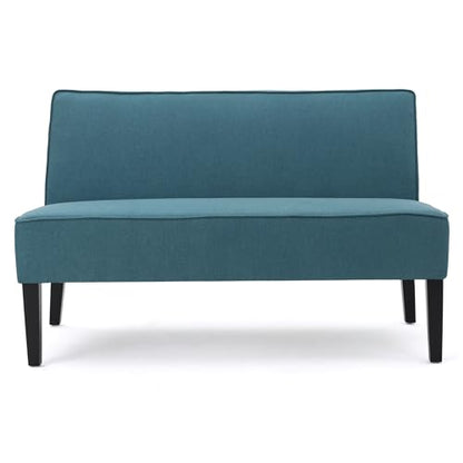 50" Small Loveseat Sofa, Comfy Mini Fabric Sofa Couch for Small Spaces, 2 Seater Armless Sofa with Solid Wood Legs for Living Room, Dorm, Office, Bedroom (Teal) - color: Teal