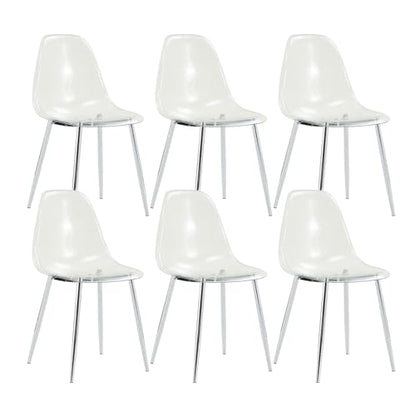 Baysitone Clear Dining Chairs Set of 6, Modern Kitchen Chairs with Transparent Seat, Acrylic Accent Side Chairs with Silver Metal Legs for Dining Room, Kitchen, Living Room - color: Silver, size: Set of 6