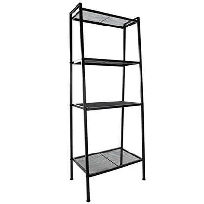 5-Shelf Modern Bookcase, Freestanding Ladder Bookshelf with Industrial Metal Frame for Living Room Bedroom Home Office (Black-4 Tier) - color: Black-4 Tier