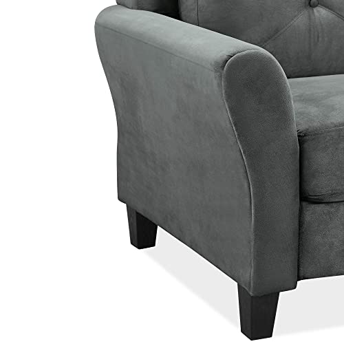 Studio Living Harrington 80.3" Sofa, Transitional Modern, Pocket Coil Comfort, Easy Assembly, Microfiber Fabric, Dark Grey - color: Dark Grey, size: Sofa