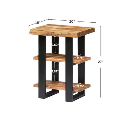 Alaterre Alpine Live Edge Solid Wood 2-Shelf End Table, Natural (AWAA0220) - size: 20"W 3-Tier