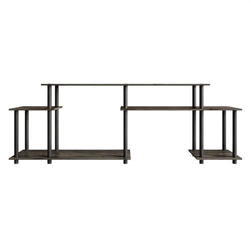 Simple 3-Tier TV Stand with Open Storage Shelves, for TVs up to 50", Dark Grey - color: Dark Grey