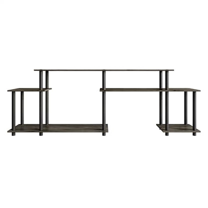 Simple 3-Tier TV Stand with Open Storage Shelves, for TVs up to 50", Dark Grey - color: Dark Grey