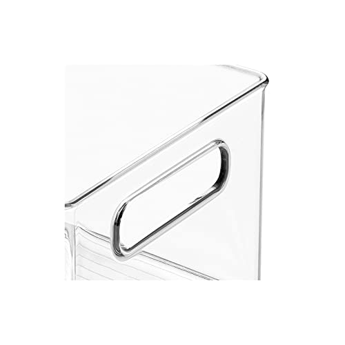 mDesign Deep Plastic Storage Organizer Container Bin, Bath and Shower Organization for Cabinet, Cupboard, Shelves, Counter, or Closet - Holds Shampoo, Vitamins, Ligne Collection, 2 Pack, Clear