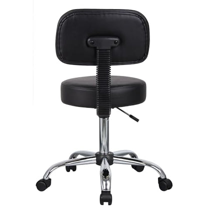 Boss Office Products B245-BK Be Well Medical Spa Stool with Back, Black - color: Black, style: With Back Cushion
