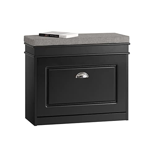Haotian Black Hallway Shoe Bench, Narrow Shoe Rack Entryway, Small Shoe Cabinet with Flip-Drawer and Seat Cushion, FSR82-K-SCH - color: Black, size: 1 Drawer:24x9.4x20"