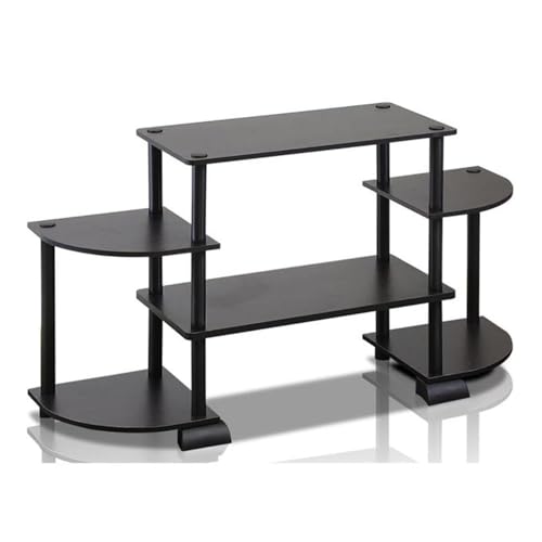 Furinno Turn-N-Tube Rounded Corner TV Entertainment Center, Espresso/Black | Toolless Entertainment Center with Open Storage Shelves, Media Console Table with Soundbar Shelf for Living Room, Bedroom - color: Espresso/Black, size: Standard