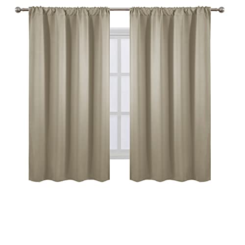 Blackout Curtains 42 x 63 inch/Beige Curtains Set of 2 Panels/Thermal Insulated Room Darkening Bedroom Curtains - color: Beige, size: 42"W x 63"L (Pack of 2)