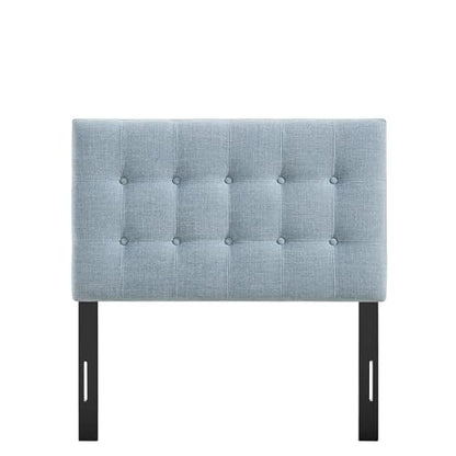Modway Emily Twin Size Fabric Headboard in Sky Blue - Linen-Like Upholstery with Button Tufting and 7 Adjustable Height Positions - color: Sky Blue, size: Twin