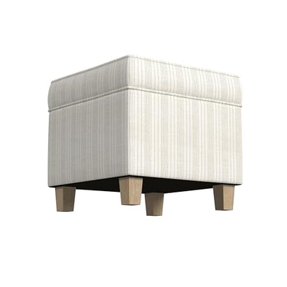 HomePop 18" Classic Square Storage Ottoman - Marigold Pinstripe Cream - color: Marigold Pinstripe Cream Fabric