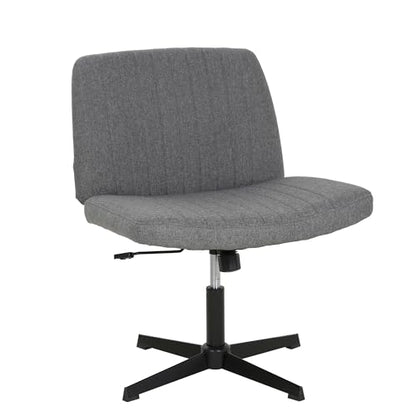 FDW | Criss Cross Chair Without Wheels | Grey | Armless Desk Chair | With Wide Seat, 360 Swivel, Height Adjustable & Stable Metal Base | for Office, Home Office, Vanity Seating | Pack of 1 - color: Grey, style: Without Wheels
